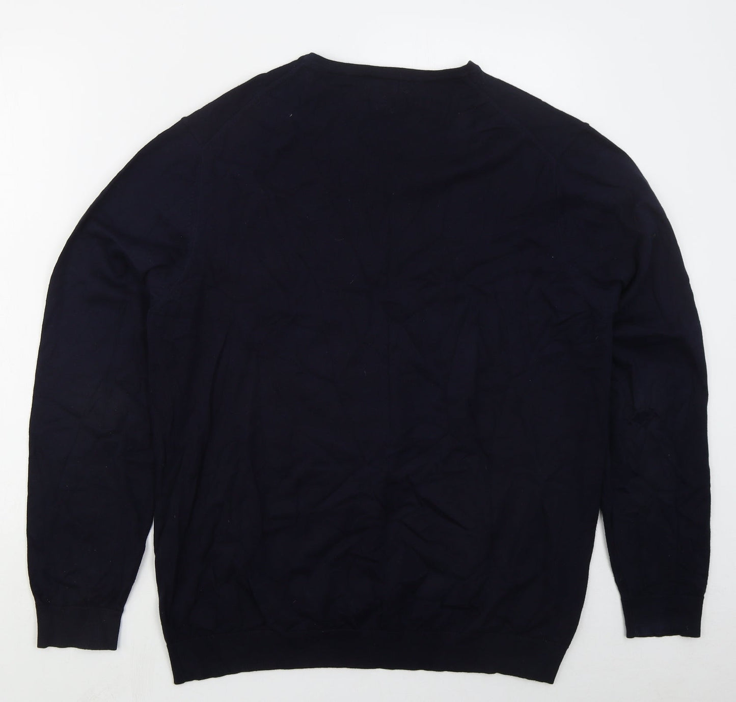 NEXT Mens Blue V-Neck  Cotton Pullover Jumper Size L