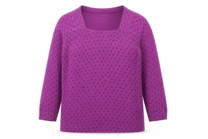 Touch Womens Purple Square Neck Polka Dot Acrylic Pullover Jumper Size M