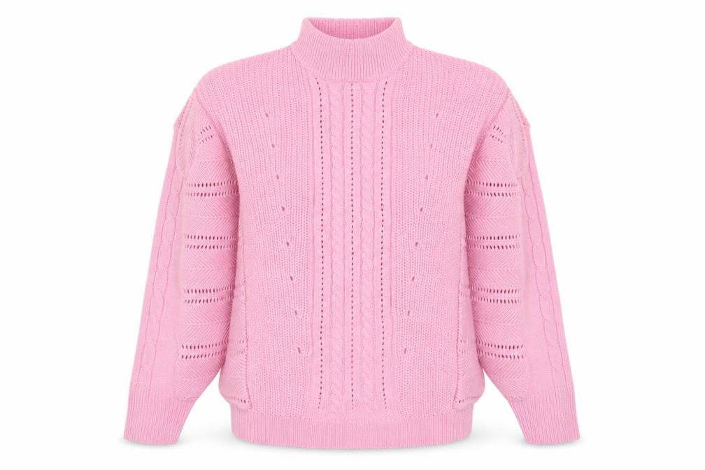Boohoo Womens Pink High Neck  Acrylic Pullover Jumper Size 14
