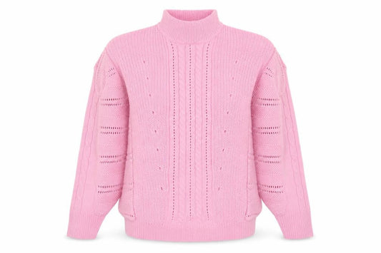 Boohoo Womens Pink High Neck  Acrylic Pullover Jumper Size 14