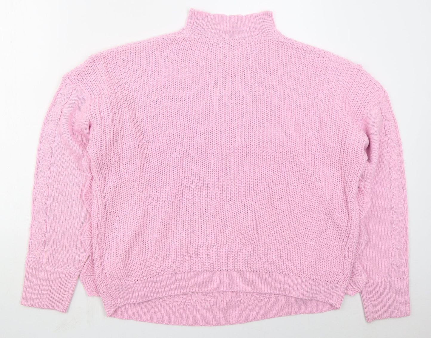 Boohoo Womens Pink High Neck  Acrylic Pullover Jumper Size 14