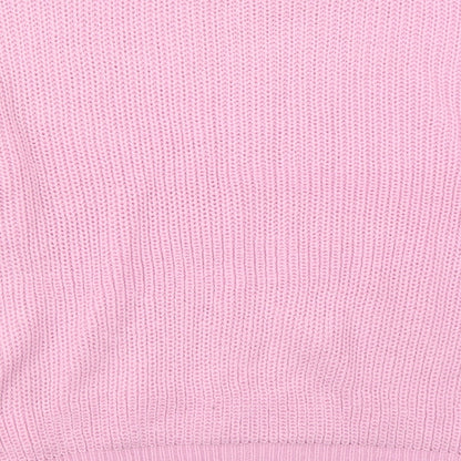 Boohoo Womens Pink High Neck  Acrylic Pullover Jumper Size 14