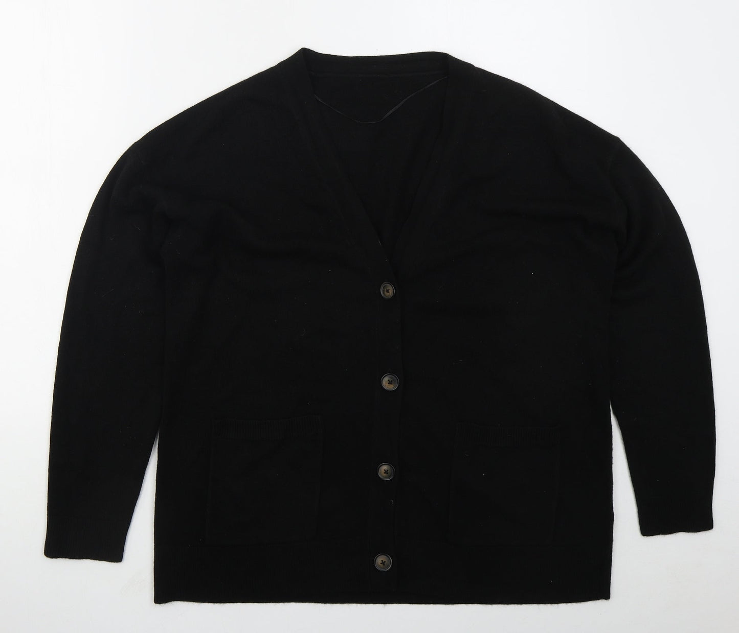 Matalan Womens Black V-Neck  Acrylic Cardigan Jumper Size L