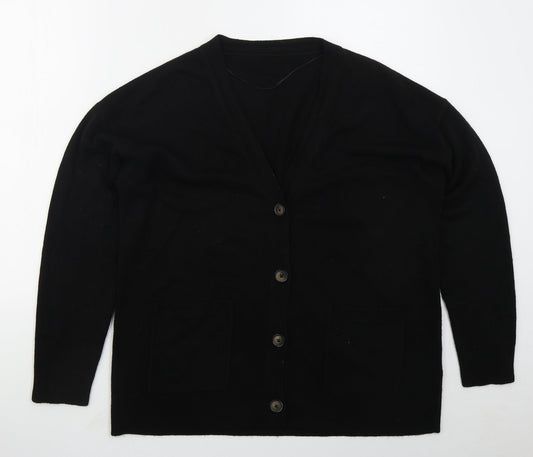 Matalan Womens Black V-Neck  Acrylic Cardigan Jumper Size L