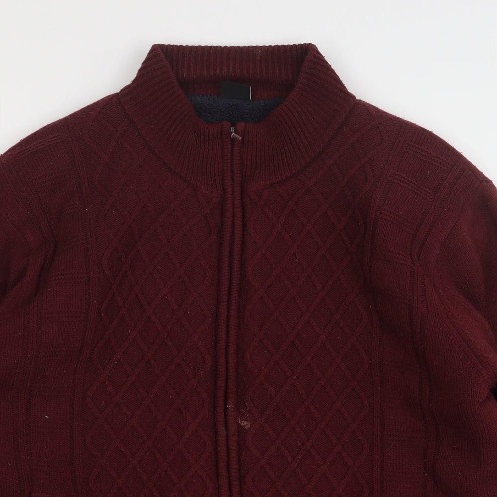 Pegasus Mens Red  Acrylic Full Zip Sweatshirt Size M