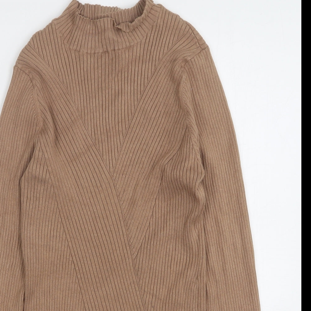 H&M Womens Beige High Neck  Viscose Pullover Jumper Size L