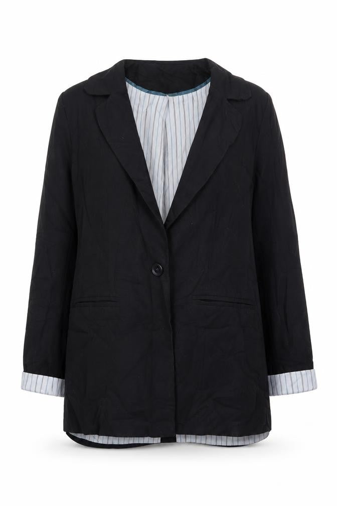 Denim & Co. Womens Black   Jacket Blazer Size 12
