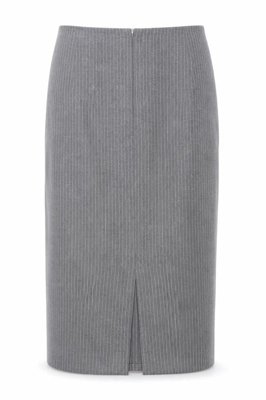 St Bernard Womens Grey Striped Polyester Straight & Pencil Skirt Size 12