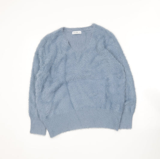 Gallery Womens Blue Round Neck  Polyamide Pullover Jumper Size L