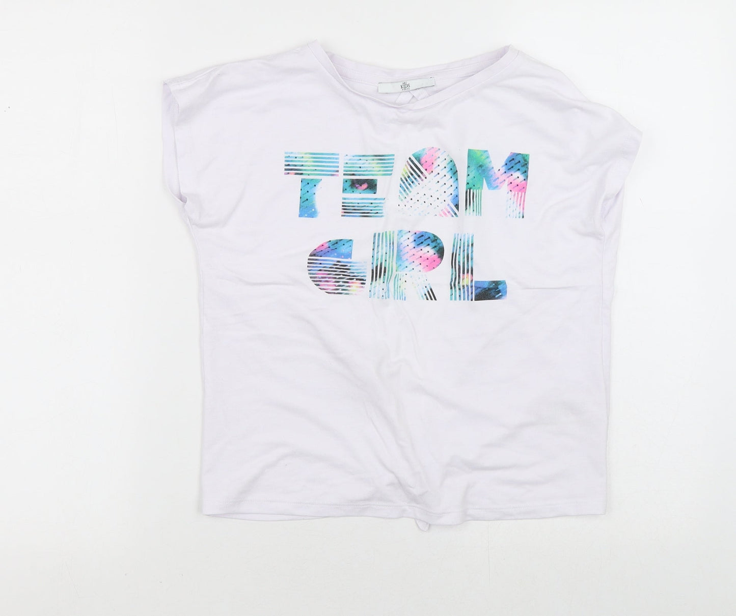 Marks and Spencer Girls White  Viscose Wrap T-Shirt Size 9-10 Years Round Neck  - Tie Back