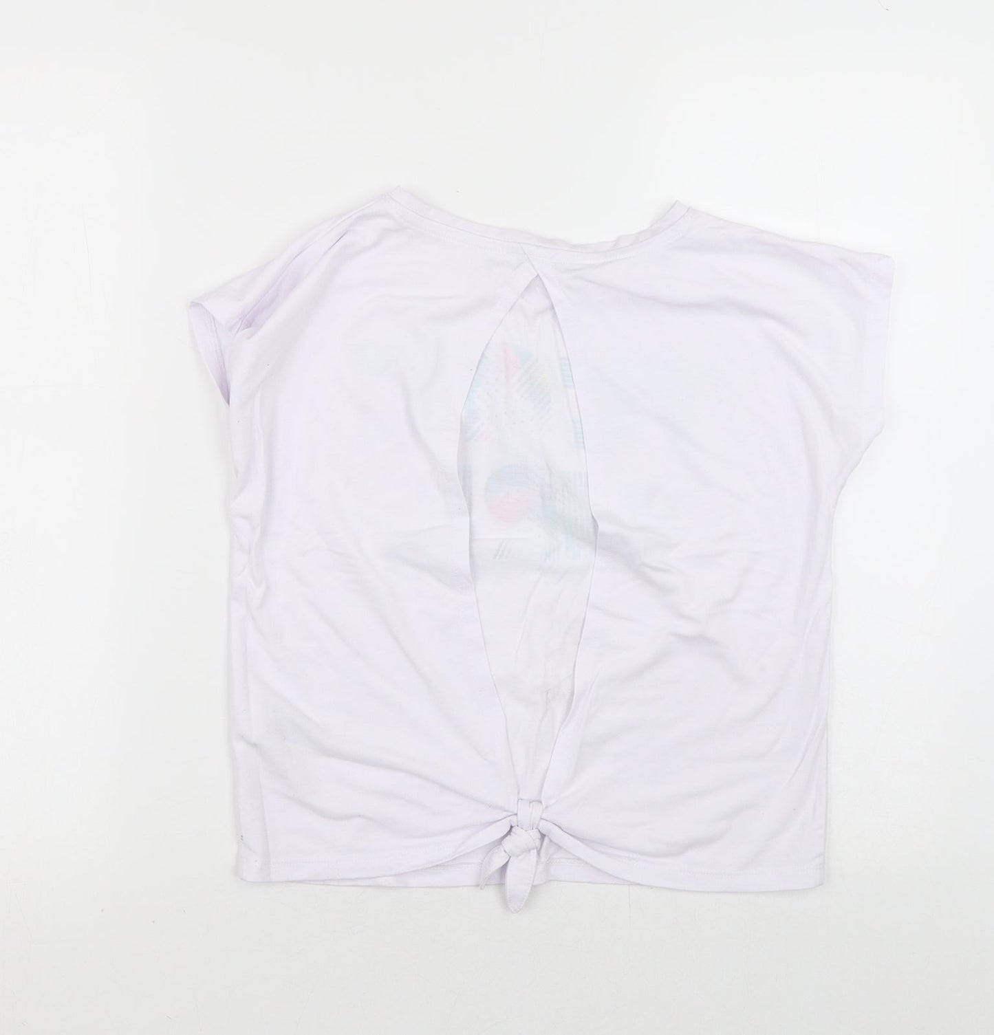 Marks and Spencer Girls White  Viscose Wrap T-Shirt Size 9-10 Years Round Neck  - Tie Back