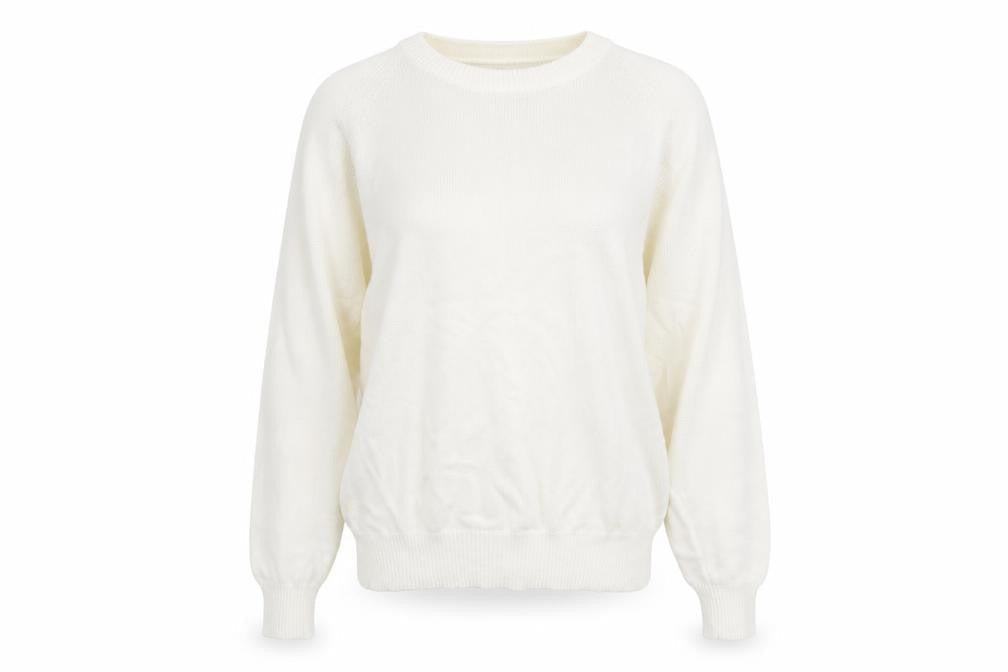 Bay Womens White Round Neck  100% Cotton Pullover Jumper Size M