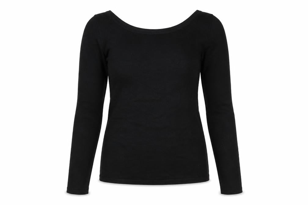 Linea Womens Black Boat Neck  Viscose Pullover Jumper Size M