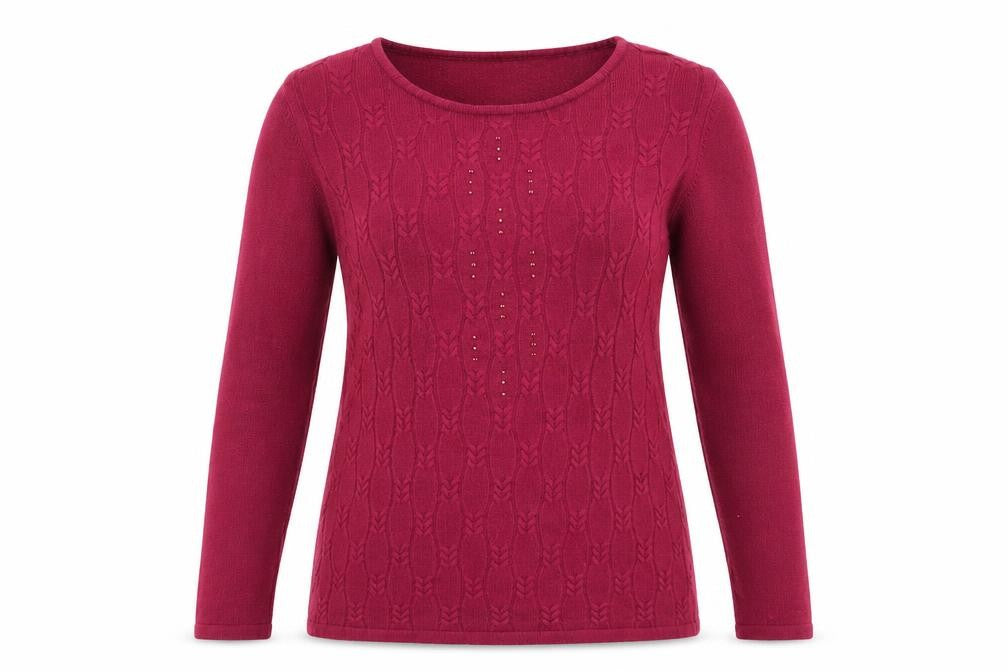Anna Rose Womens Pink Round Neck  Acrylic Pullover Jumper Size M