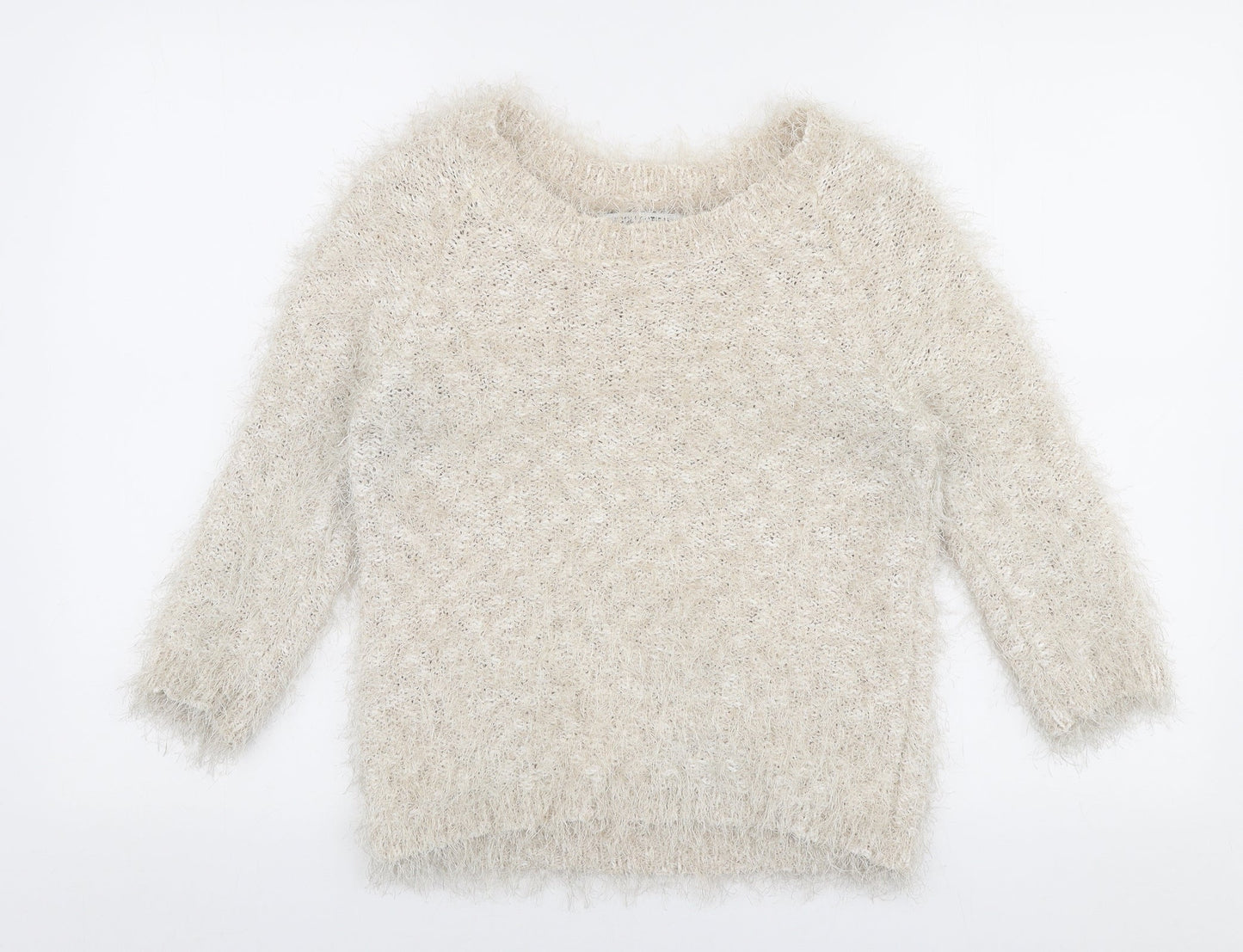 Debenhams Womens Beige Round Neck  Polyester Pullover Jumper Size 12