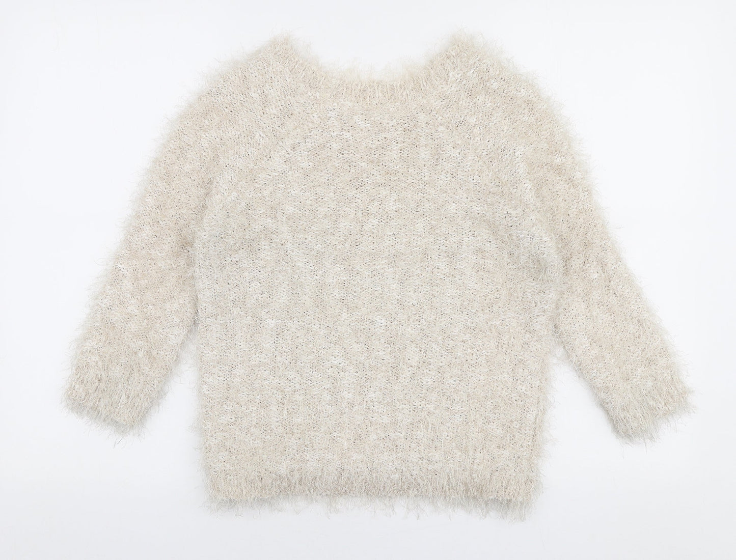 Debenhams Womens Beige Round Neck  Polyester Pullover Jumper Size 12