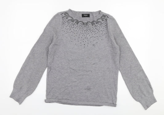 Klass Womens Grey Round Neck  Viscose Pullover Jumper Size S