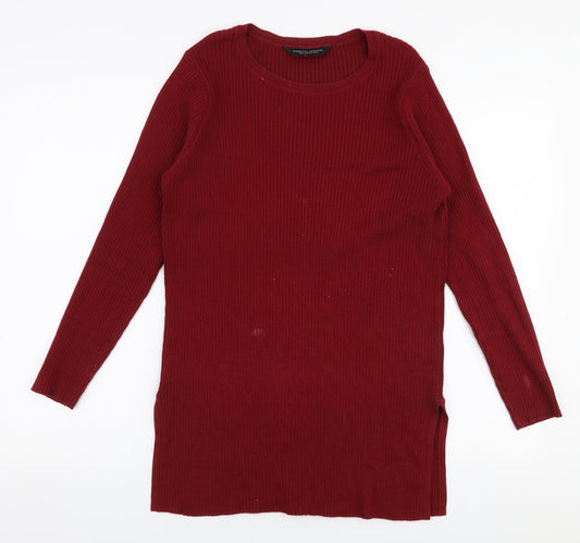 Dorothy Perkins Womens Red Round Neck  Cotton Pullover Jumper Size 12