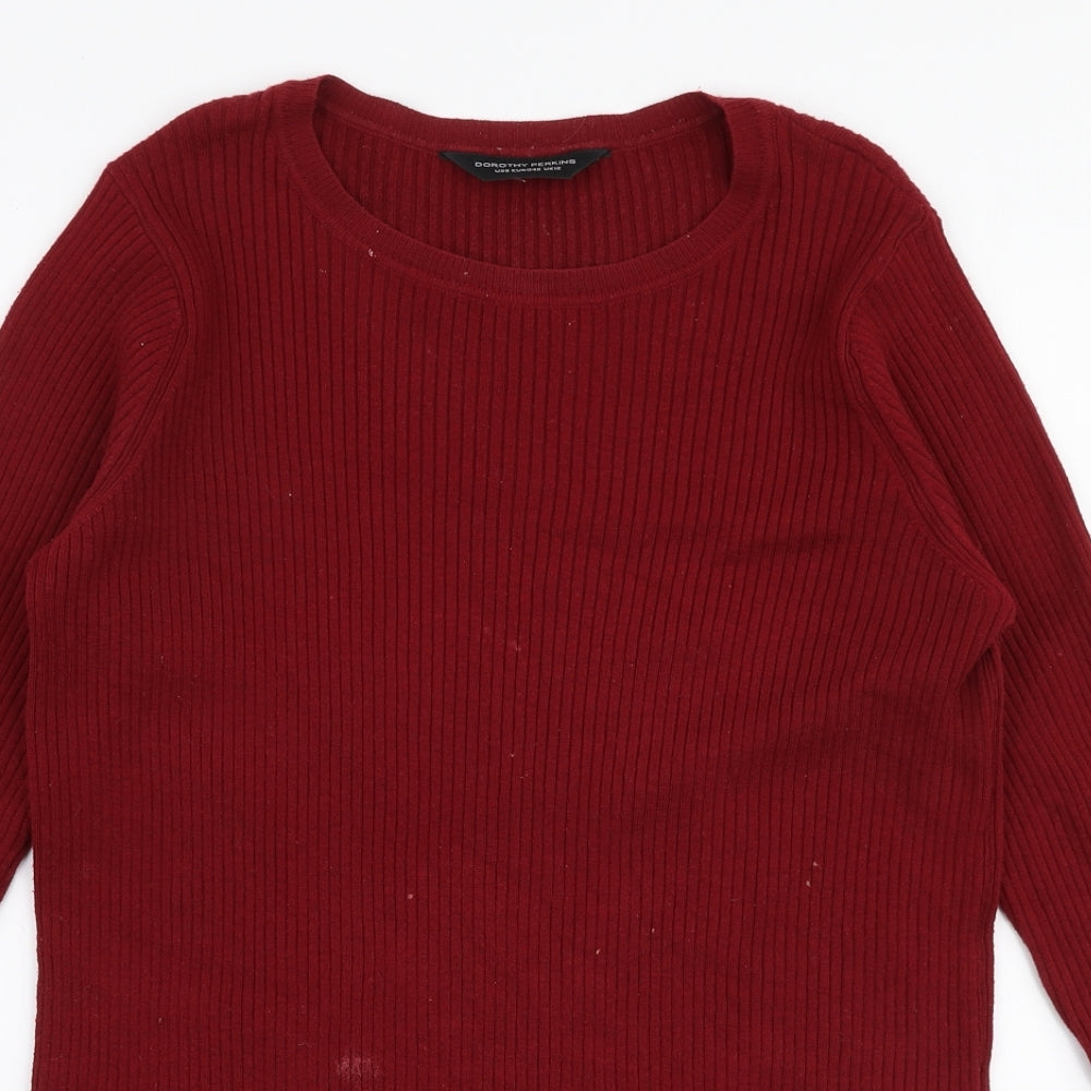 Dorothy Perkins Womens Red Round Neck  Cotton Pullover Jumper Size 12