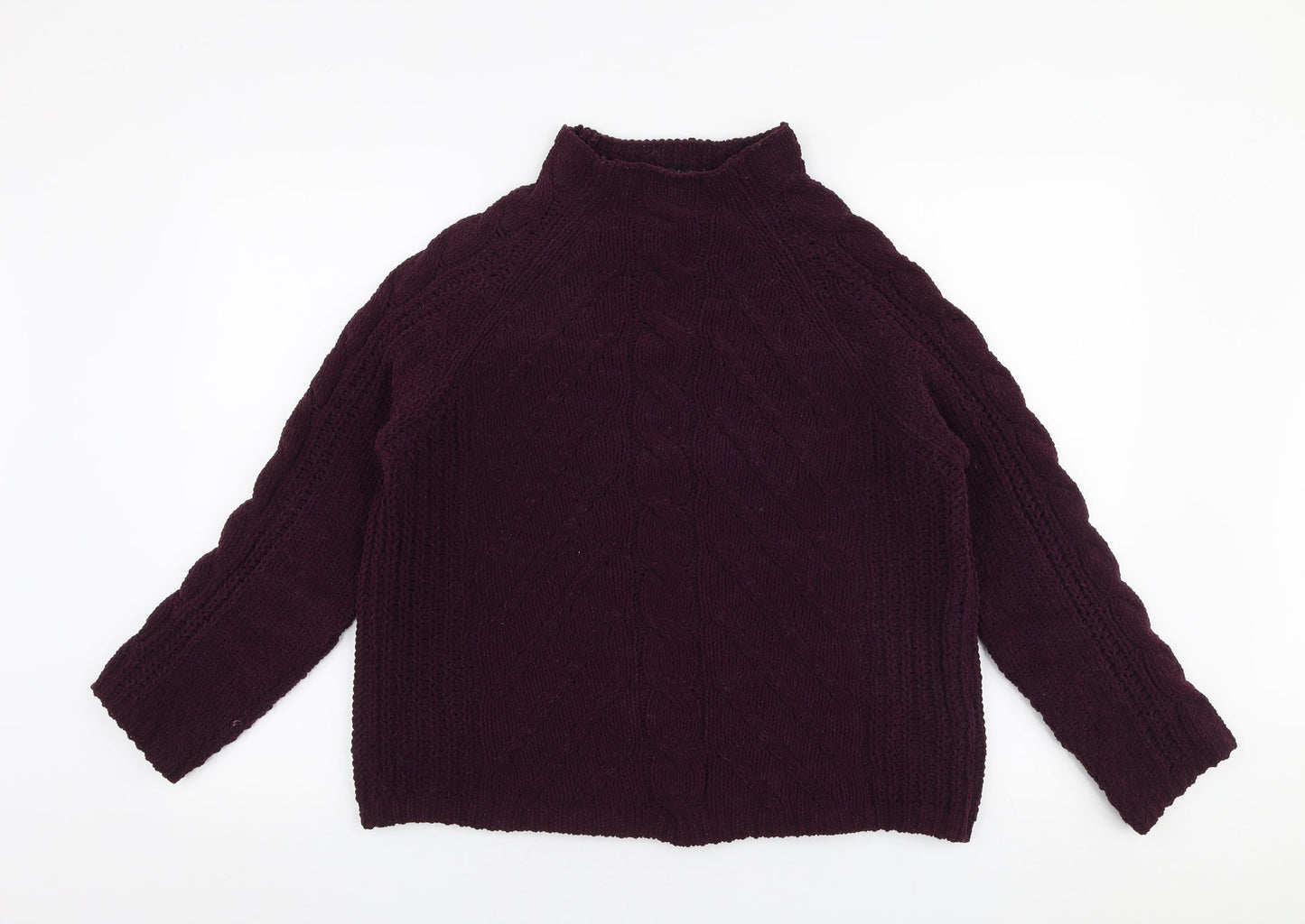 Marks and Spencer Womens Purple High Neck  Polyester Pullover Jumper Size M