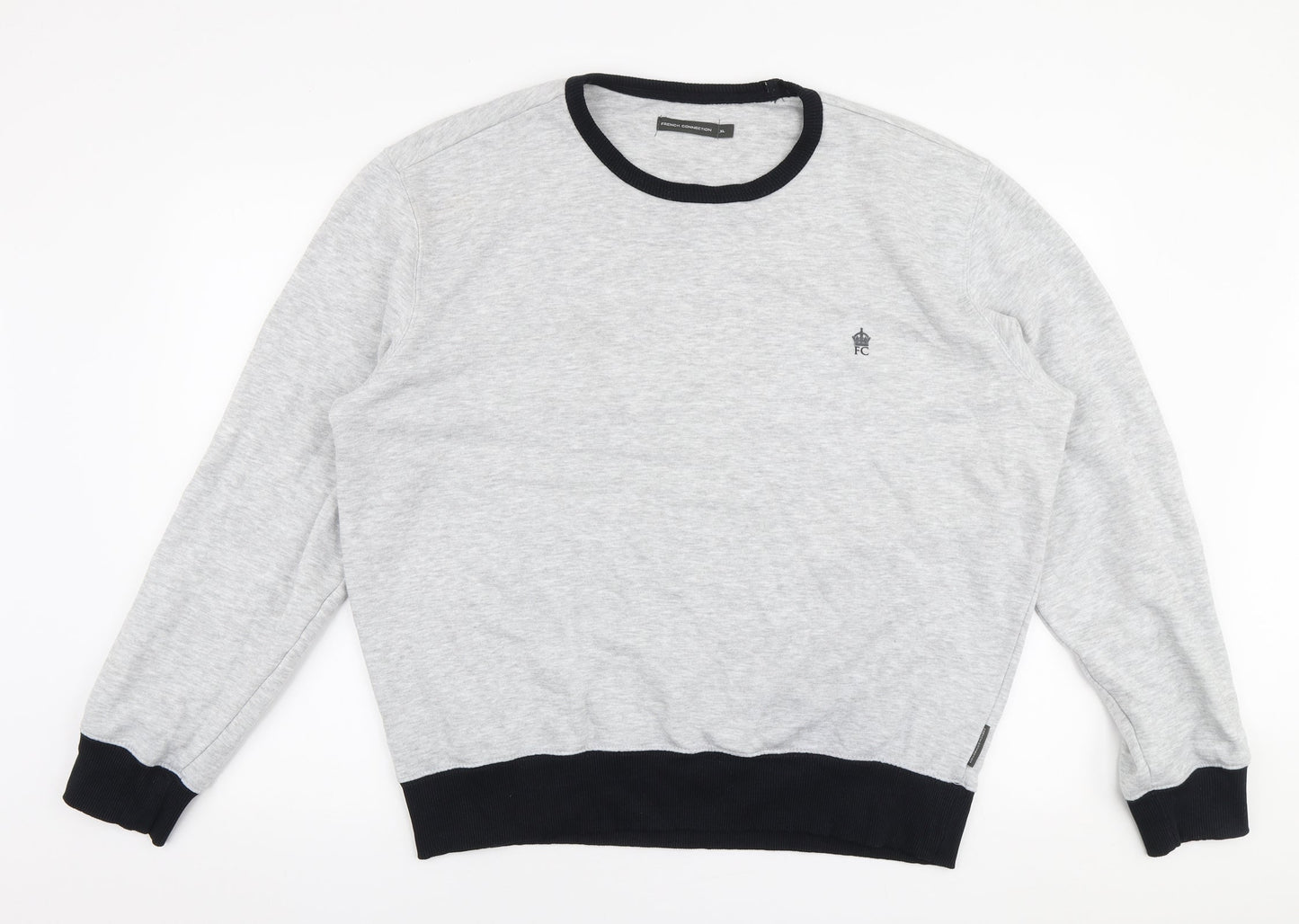French Connection Mens Grey  Cotton Pullover Sweatshirt Size XL