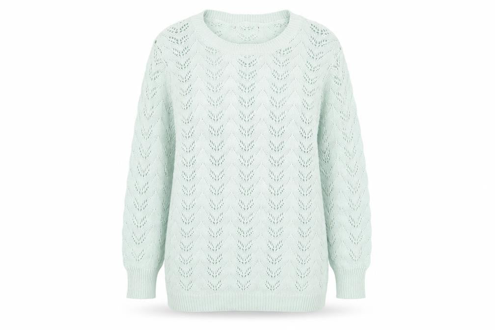 Mia Moda Womens Green Round Neck  Cotton Pullover Jumper Size S