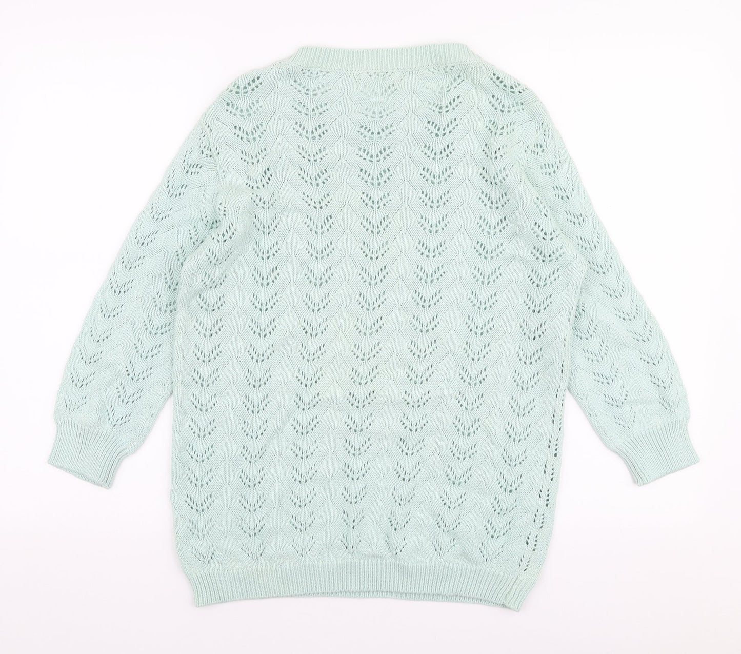 Mia Moda Womens Green Round Neck  Cotton Pullover Jumper Size S