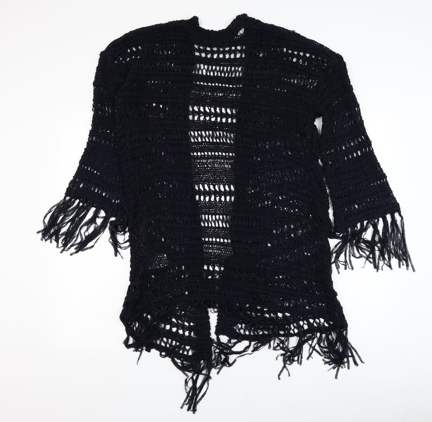 Brave Soul Womens Blue Square Neck  Acrylic Cardigan Jumper Size M