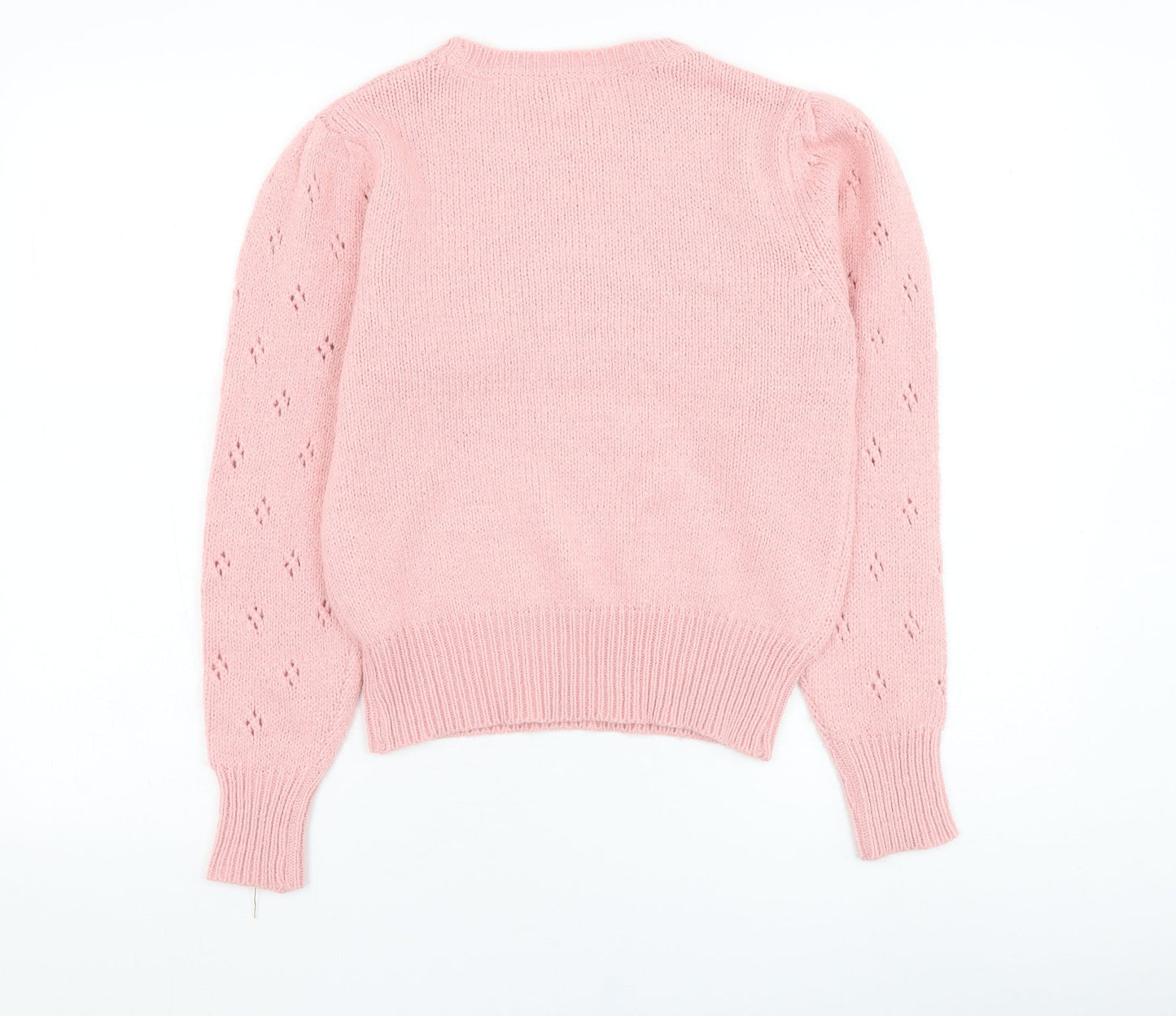 Primark Girls Pink Round Neck  Acrylic Pullover Jumper Size 12-13 Years  Pullover
