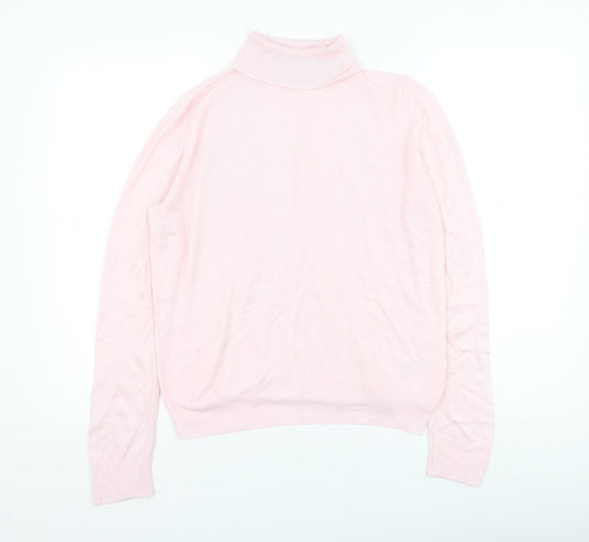 Marks and Spencer Womens Pink Roll Neck  Acrylic Pullover Jumper Size 10