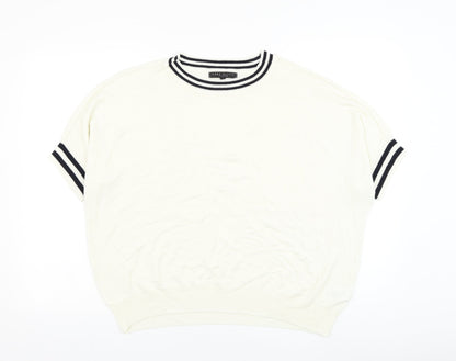 Next Womens White Round Neck  Viscose Pullover Jumper Size L
