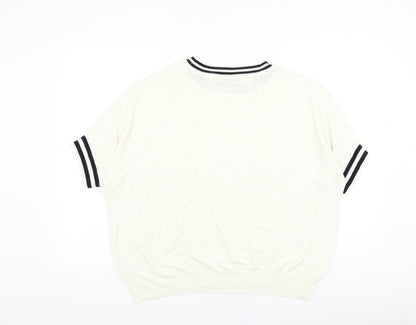 Next Womens White Round Neck  Viscose Pullover Jumper Size L