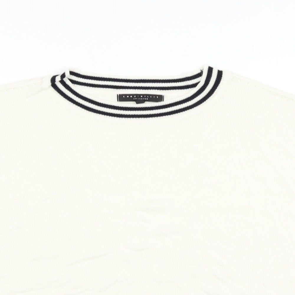 NEXT Womens White Round Neck  Viscose Pullover Jumper Size L