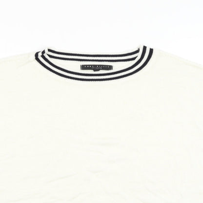 Next Womens White Round Neck  Viscose Pullover Jumper Size L