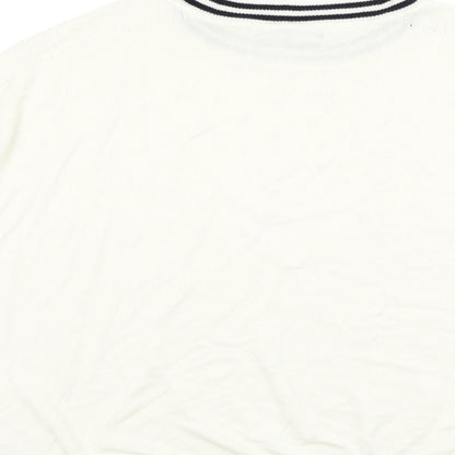 Next Womens White Round Neck  Viscose Pullover Jumper Size L