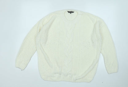 Preloved Peacocks Womens Yellow Round Neck  Acrylic Pullover Jumper Size L - Front