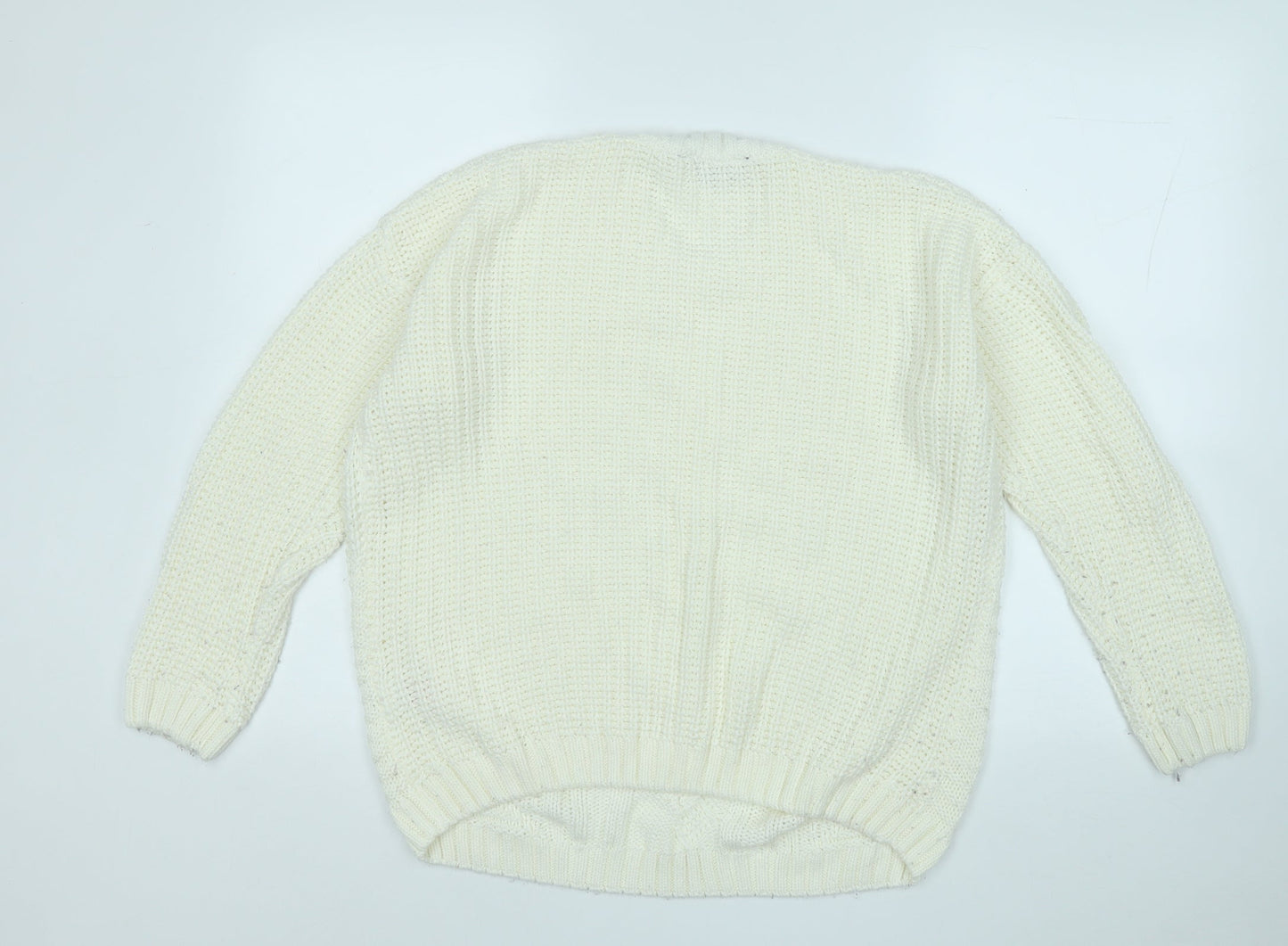 Peacocks Womens Yellow Round Neck  Acrylic Pullover Jumper Size L