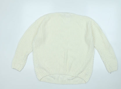 Preloved Peacocks Womens Yellow Round Neck  Acrylic Pullover Jumper Size L - Back