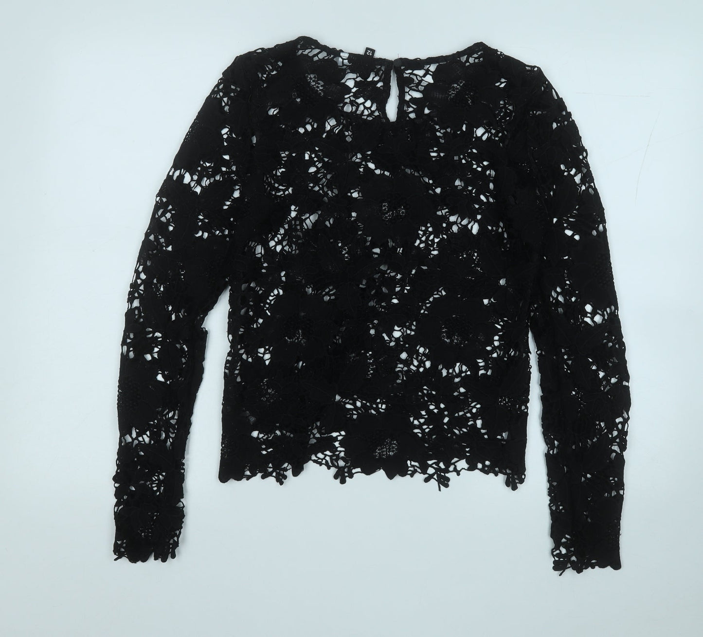 Divided Womens Black Round Neck Floral Polyester Pullover Jumper Size 10