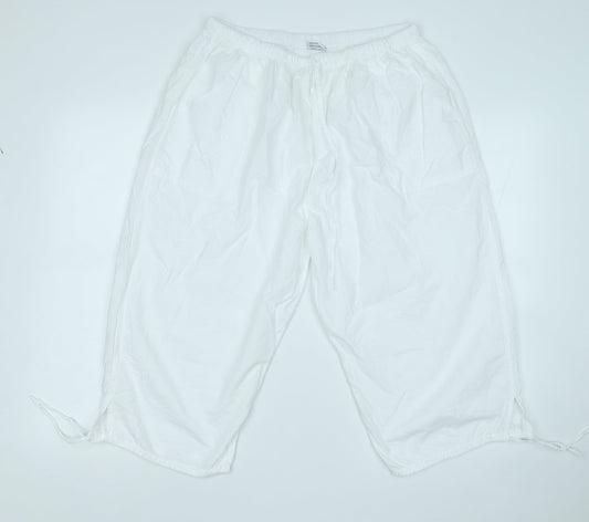 Elaine Womens White  Cotton Capri Trousers Size 3XL  Regular
