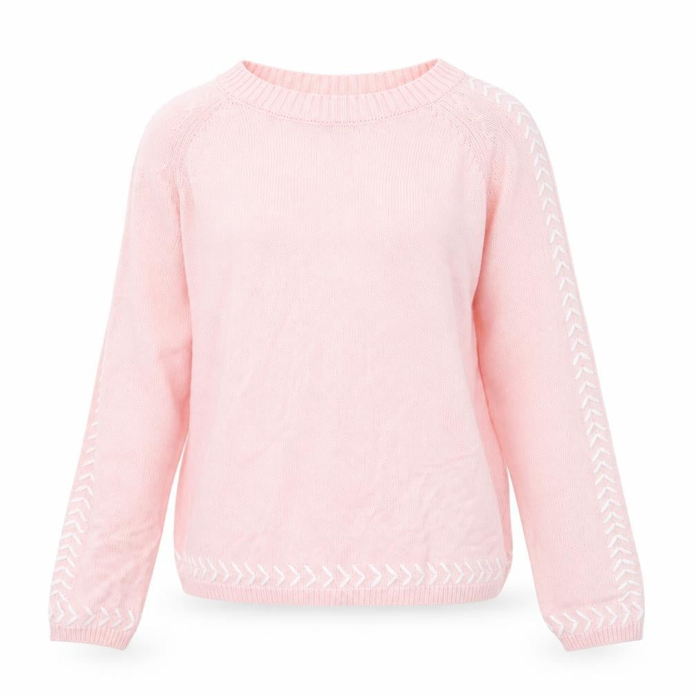 Metric Womens Pink Round Neck  Cotton Pullover Jumper Size S