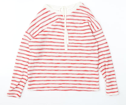 Next Womens Multicoloured Round Neck Striped Cotton Pullover Jumper Size 10