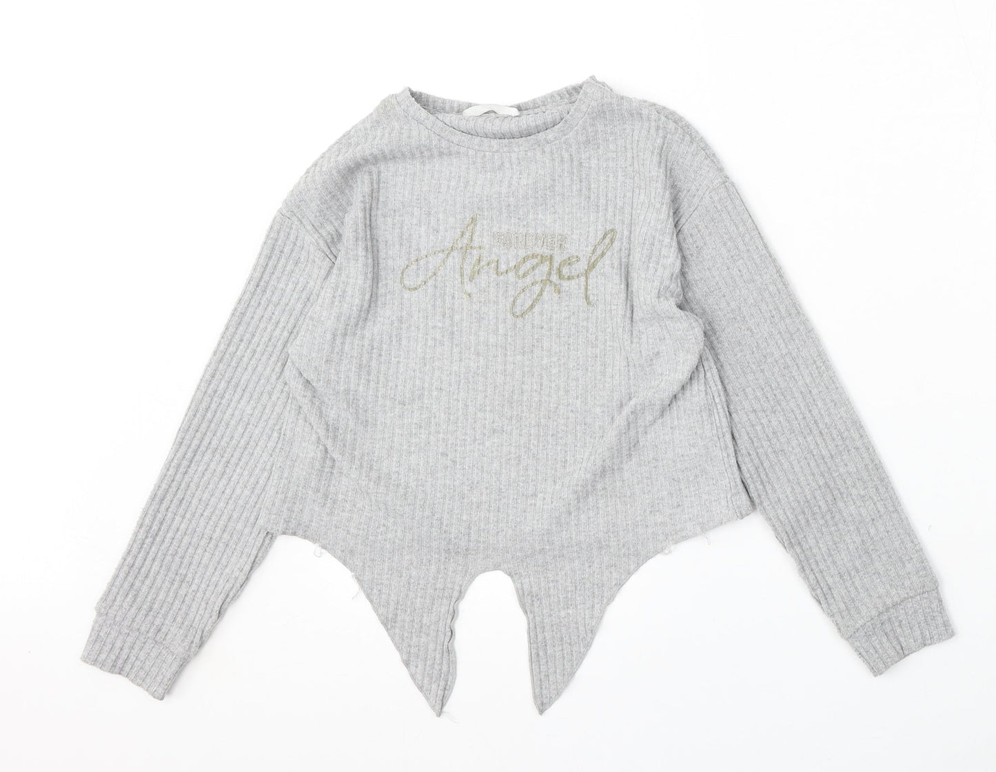 Pep&Co Girls Grey Round Neck  Polyester Pullover Jumper Size 8-9 Years
