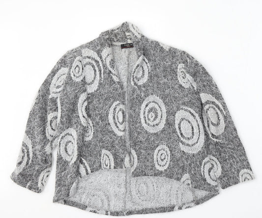 Cover Up Womens Grey V-Neck Geometric Viscose Cardigan Jumper Size S