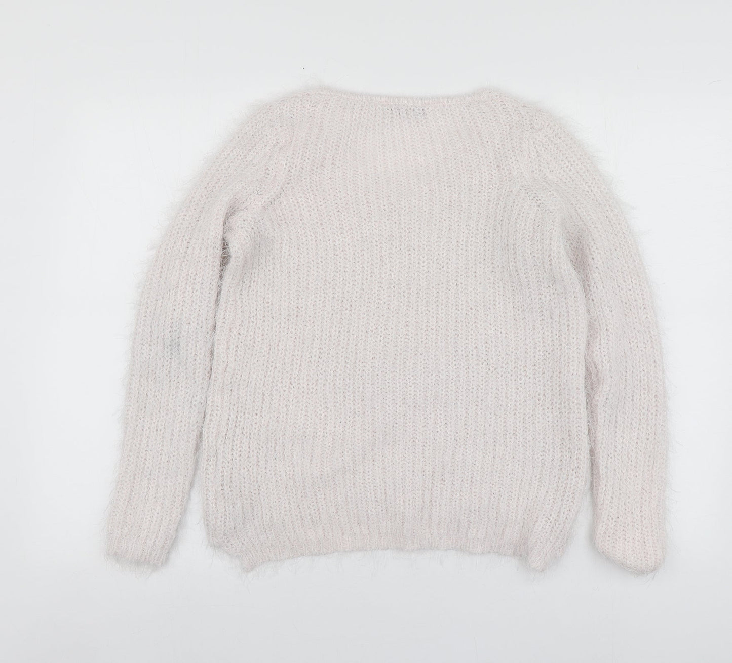 Amara Reya Womens Pink Round Neck  Acrylic Pullover Jumper Size 8