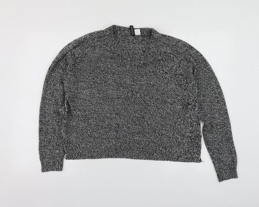 H&M Womens Grey Round Neck  Acrylic Pullover Jumper Size L