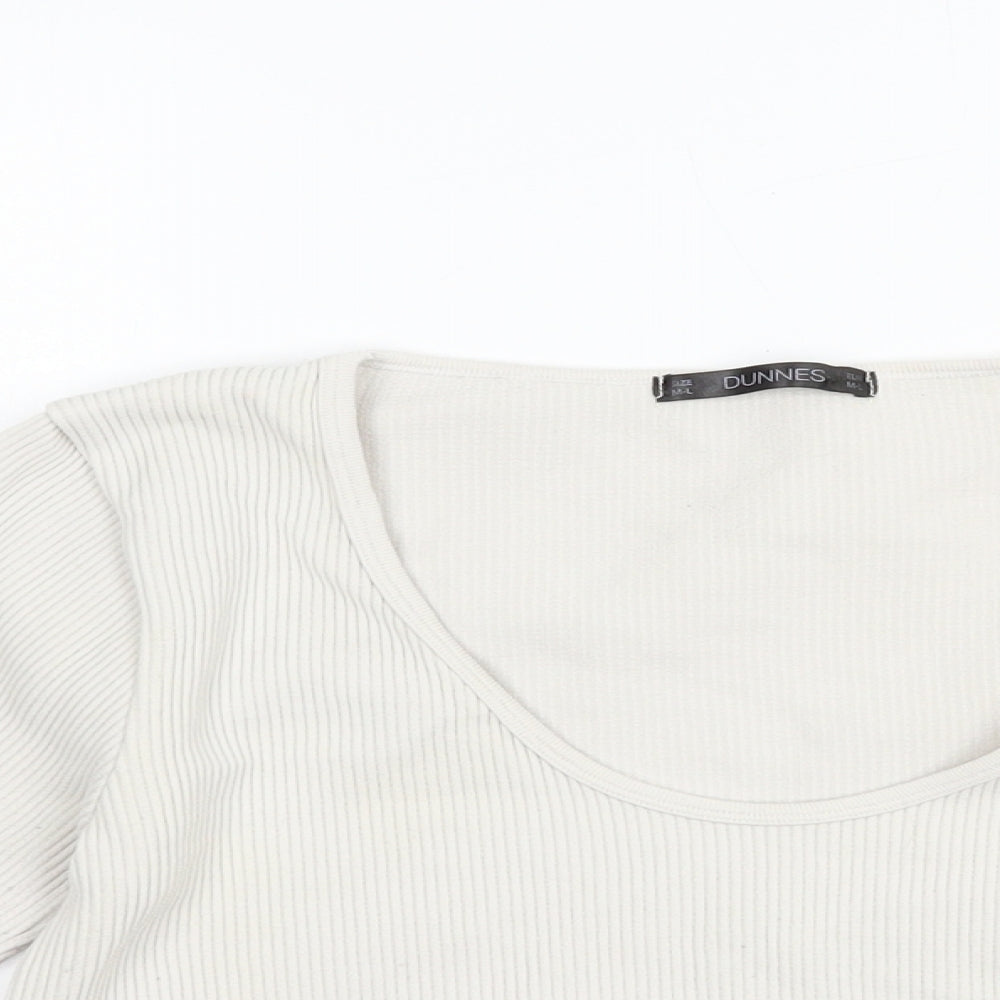 Dunnes Womens Grey  Polyamide Cropped T-Shirt Size M Scoop Neck Pullover