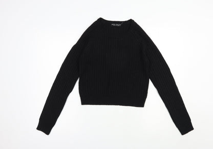 Select Womens Black Scoop Neck  Acrylic Pullover Jumper Size 10