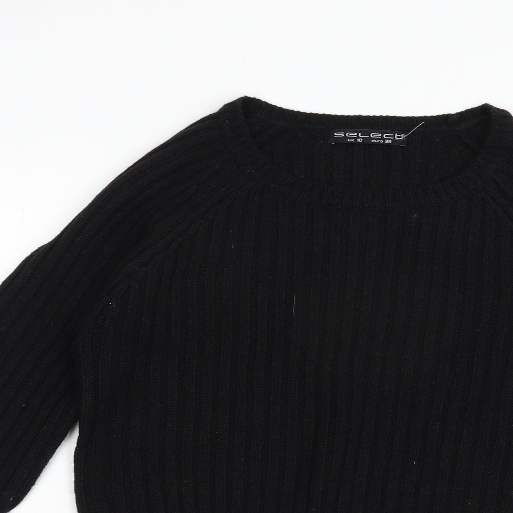 Select Womens Black Scoop Neck  Acrylic Pullover Jumper Size 10