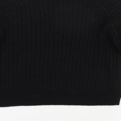 Select Womens Black Scoop Neck  Acrylic Pullover Jumper Size 10